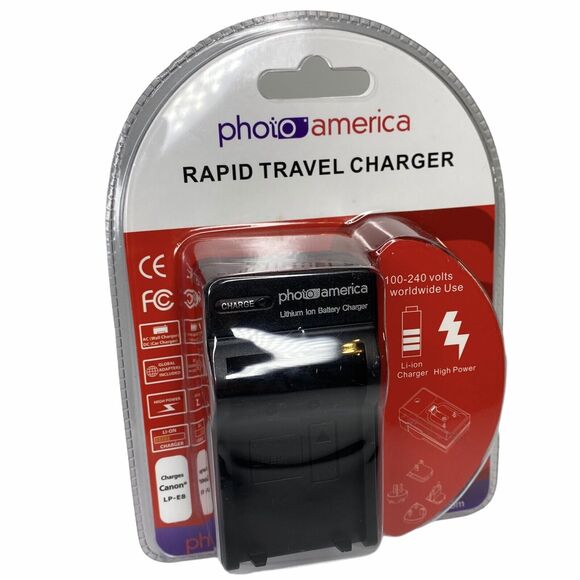 Photo America Rapid Lithium Ion Battery Travel Charger Canon LP-E8 Worldwide NEW - Picture 1 of 9